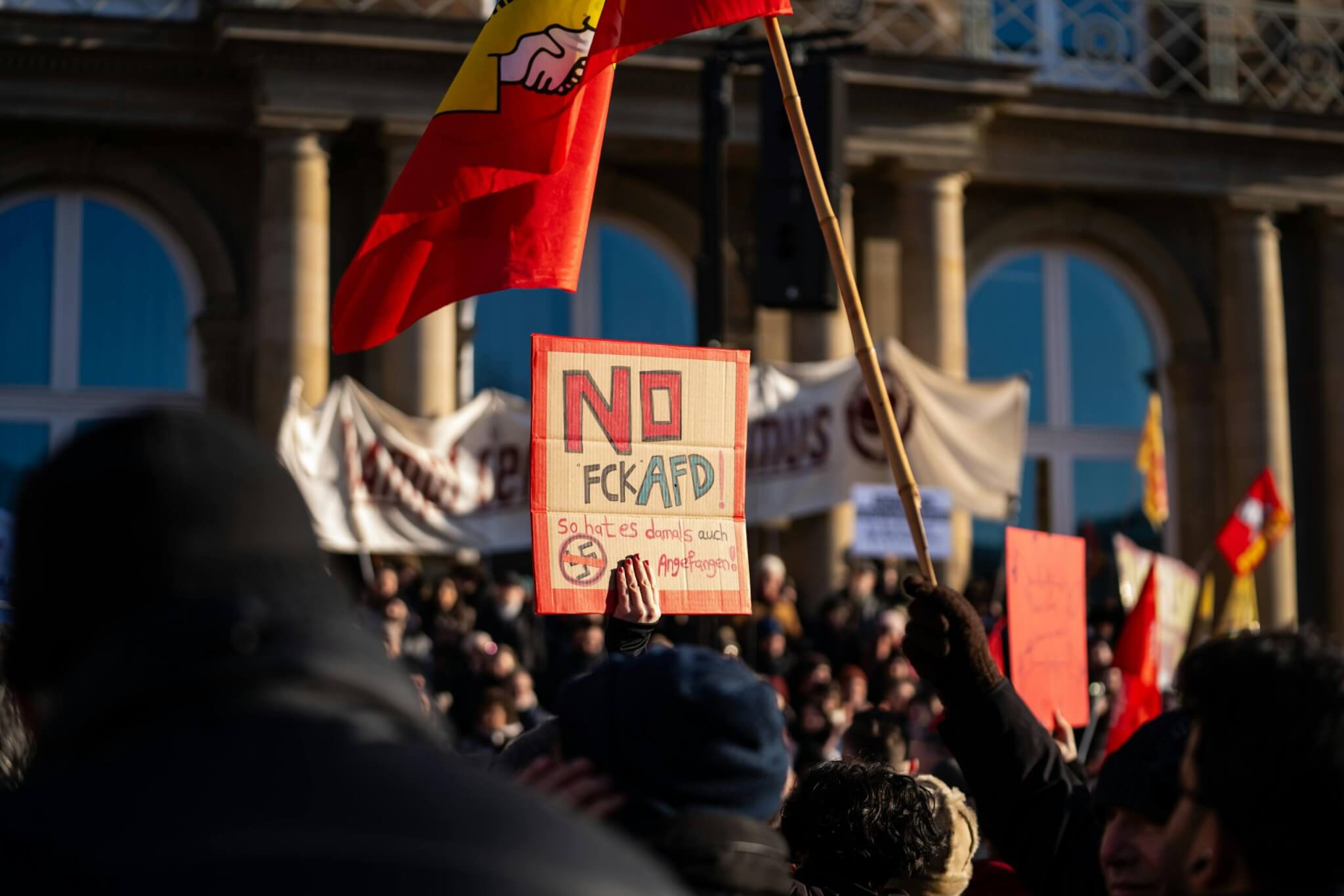 nein zur AFD - Schild auf einer Demo